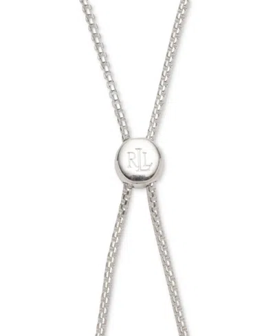 Shop Ralph Lauren Lauren  Crest Logo Bolo Bracelet In Sterling Silver