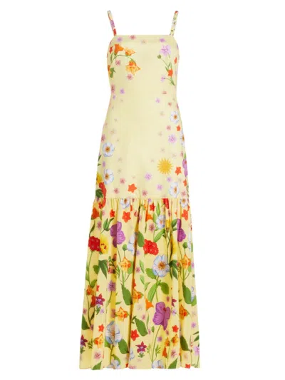 Shop Borgo De Nor Women's Cordiela Floral Cotton Maxi Dress In Terrazo Flower Yellow