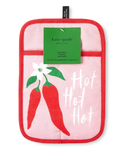 Shop Kate Spade Hot Hot Hot Peppers Pot Holder 2-pack In Red