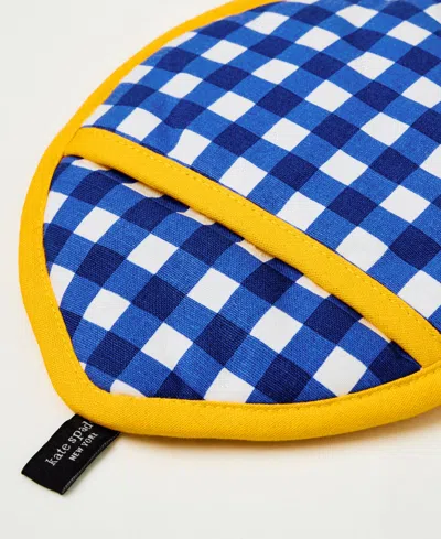 Kate Spade Lemon Party And Spring Gingham Pot Holder 2-pack In Navy Blue,yellow