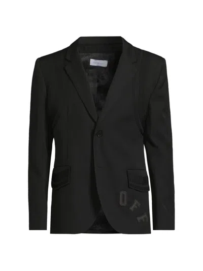 Shop Off-white Men's Logo Wool Two-button Suit Jacket In Black