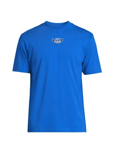 Shop Off-white Men's Bandana Arrow Cotton Slim-fit T-shirt In Nautical Blue