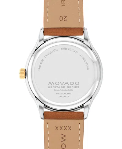 Movado Men's Swiss Calendoplan Cognac Brown Leather Strap Watch 40mm In Brown