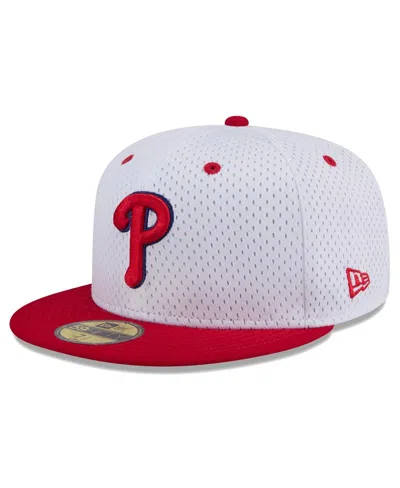 Shop New Era Men's White Philadelphia Phillies Throwback Mesh 59fifty Fitted Hat In White Red