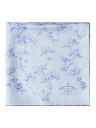 Shop Prada Women's Printed Silk Twill Foulard Scarf In Blue