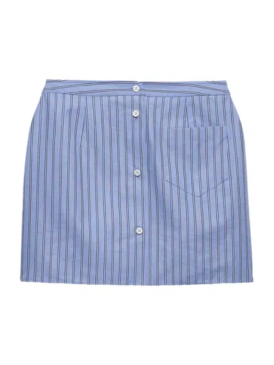 Shop Prada Women's Striped Miniskirt In Blue