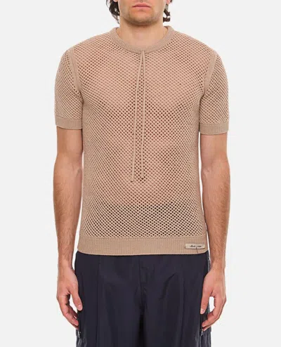 Shop Fendi Herb Dyed Knit T-shirt In Beige