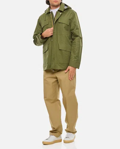 Shop K-way Erhal Linen Blend Jacket In Green
