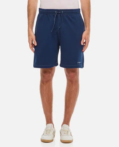 Msgm Bermuda Shorts With Embroidered Logo In Blue