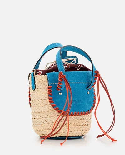 Shop Cuba Lab Habanera Bandana Straw And Suede Handbag In Blue