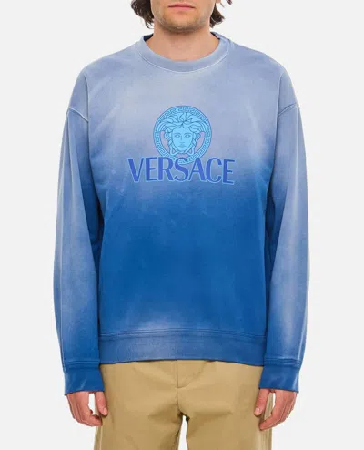 Shop Versace Sweatshirt Medusa Print In Sky Blue