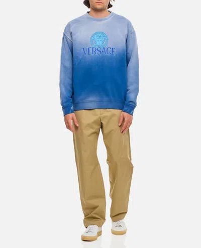 Shop Versace Sweatshirt Medusa Print In Sky Blue
