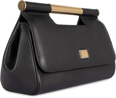 Shop Dolce & Gabbana Sicily Leather Handbag In Black