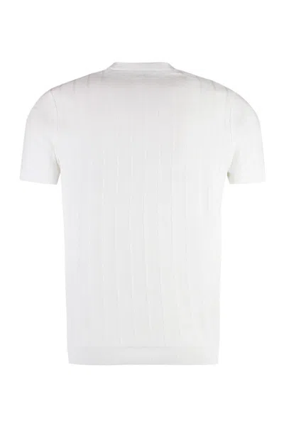 Paul & Shark Ribbed Crew-neck T-shirt In White