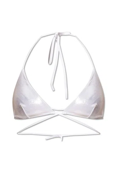 Shop Dsquared2 Metallic Effect Bikini Triangle Top In Silver