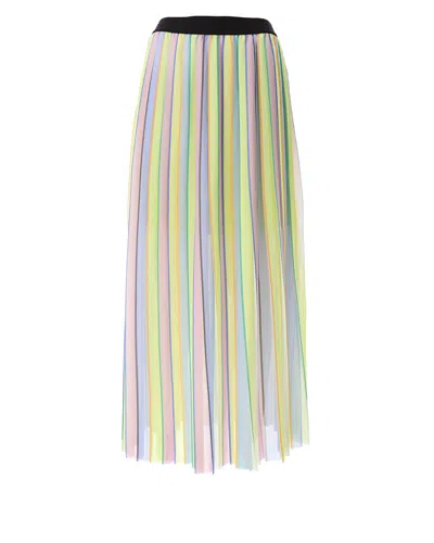 Shop Karl Lagerfeld Pleated Striped Maxi Skirt In Multi