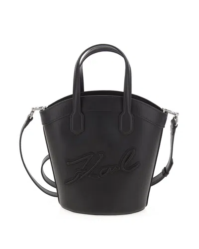 Shop Karl Lagerfeld K/signature Tulip Small Tote Bag In Black