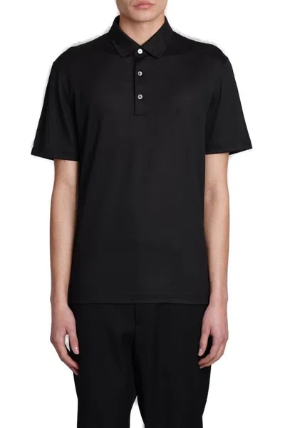 Shop Z Zegna Straight Hem Polo Shirt In Black