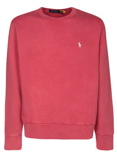 Shop Polo Ralph Lauren Pony Embroidered Crewneck Sweatshirt In Red
