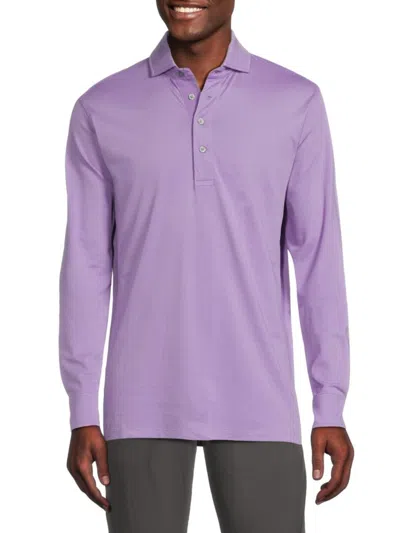 Shop Greyson Men's Omaha Long Sleeve Polo In Wind Flower Purple