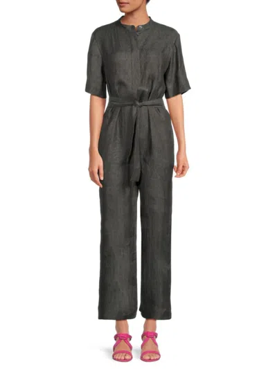 Shop Theory Women's Belted Hemp Jumpsuit In Pewter