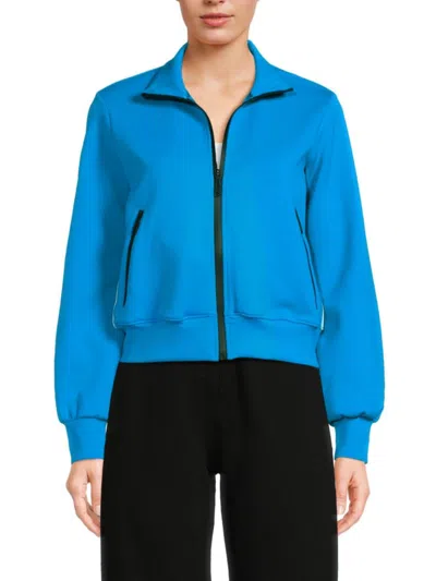 Shop Off-white Women's Solid Zip Jacket In Blue