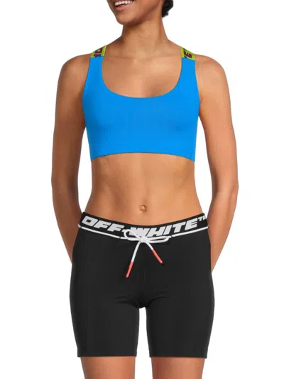 Shop Off-white Women's Logo Band Sports Bra In Blue