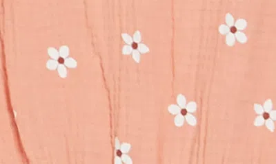 Shop Rachel Zoe Kids' Floral Print Romper & Hair Clip Set In Coral Pink