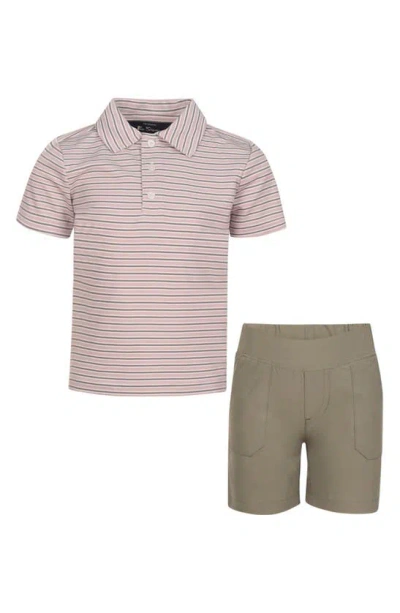 Shop Ben Sherman Kids' Tech Stripe Polo & Shorts Set In Pink