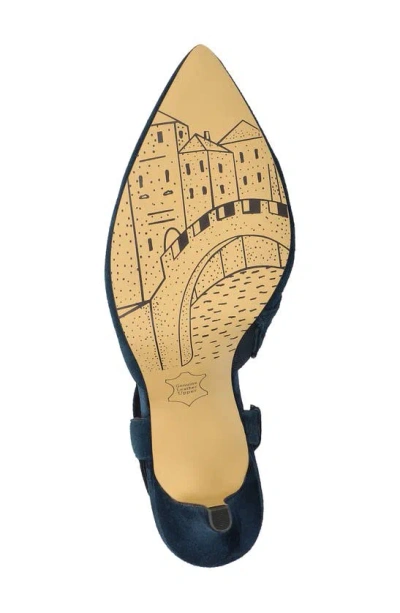 Shop Bella Vita Arabella Slingback Pointed Toe Pump In Navy Suede Leather