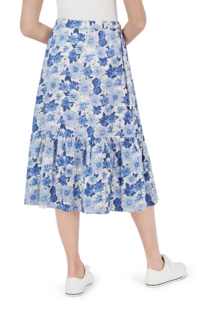 Lucky Brand Floral Two-piece Crop Top & Midi Skirt In Blue Multi