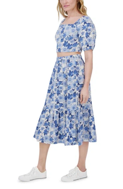 LUCKY BRAND LUCKY BRAND FLORAL TWO-PIECE CROP TOP & MIDI SKIRT 