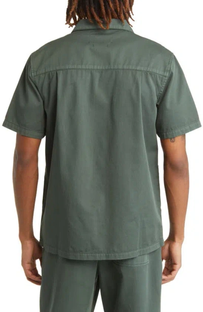 Shop Native Youth Pocket Detail Short Sleeve Button-up Camp Shirt In Green