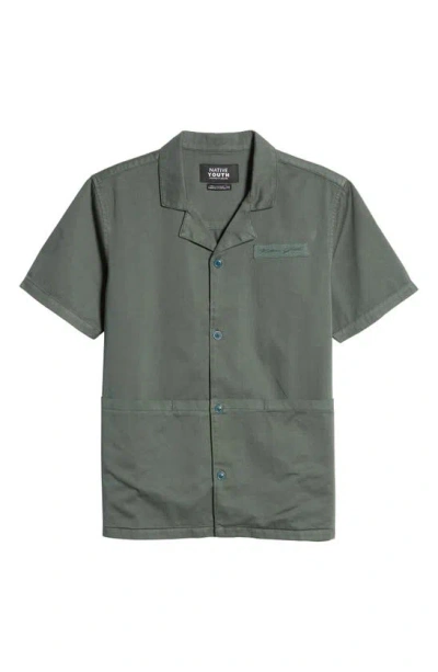 Shop Native Youth Pocket Detail Short Sleeve Button-up Camp Shirt In Green