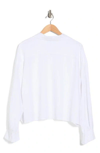 Shop Dkny Long Sleeve Linen Button-up Shirt In White