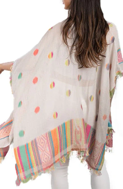 Saachi Geometric Border Cotton Topper In Grey