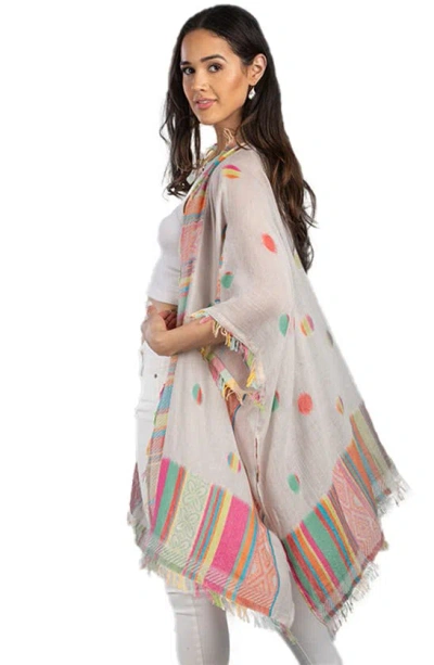 Saachi Geometric Border Cotton Topper In Grey