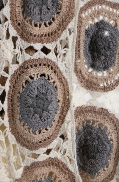 Saachi Crochet Tassel Sunshine Shawl In Ivory Multi