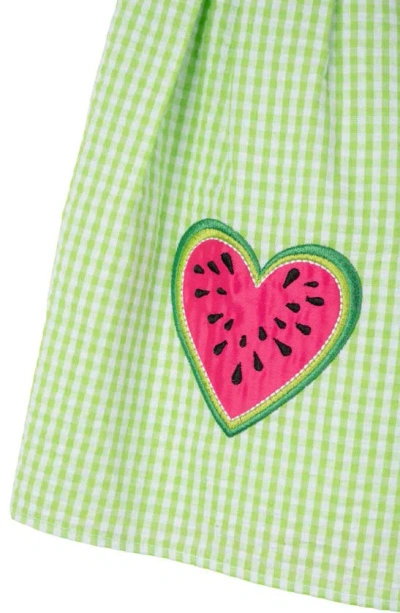 Shop Rare Editions Kids' Appliqué Check Dress In Lime