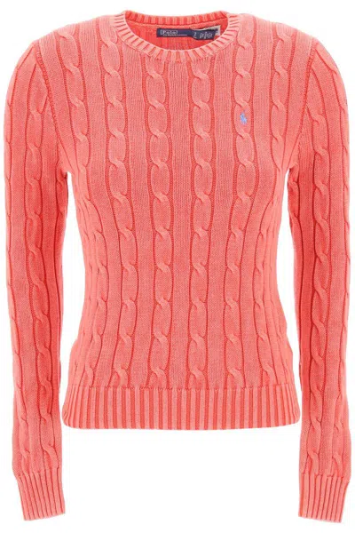 Shop Polo Ralph Lauren Cotton Cable Knit Pullover Sweater In Rosa