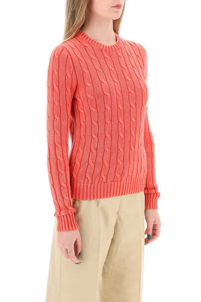 Shop Polo Ralph Lauren Cotton Cable Knit Pullover Sweater In Rosa