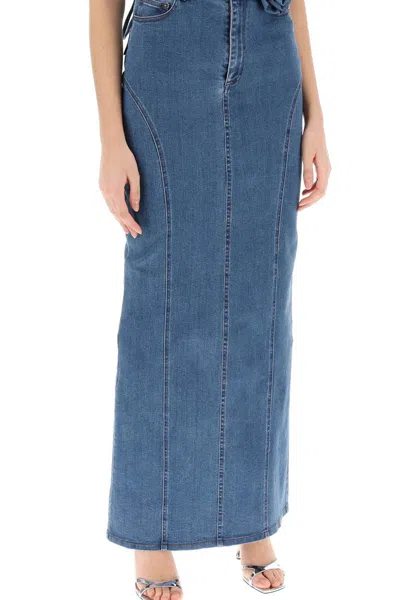 Shop Rotate Birger Christensen Denim Maxi Skirt In Blu