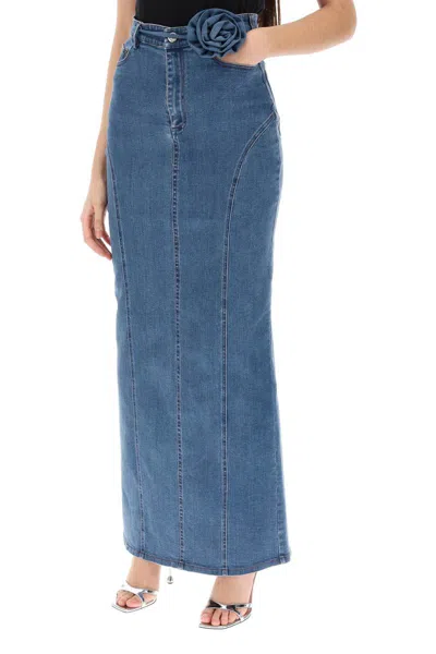 Shop Rotate Birger Christensen Denim Maxi Skirt In Blu