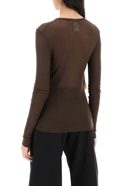 Shop Lemaire Seamless Crewneck Card In Marrone
