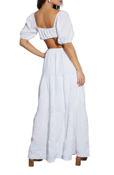 Shop Vici Collection Cartagena Cutout Tiered Maxi Dress In White