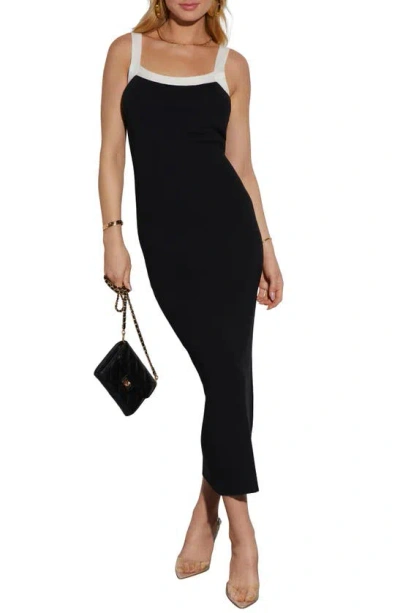 Shop Vici Collection Rib Body-con Midi Dress In Black/ White