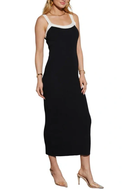 Shop Vici Collection Rib Body-con Midi Dress In Black/ White