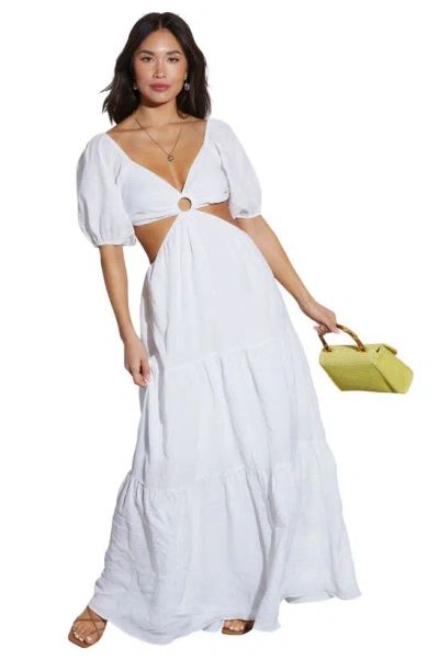 Shop Vici Collection Cartagena Cutout Tiered Maxi Dress In White