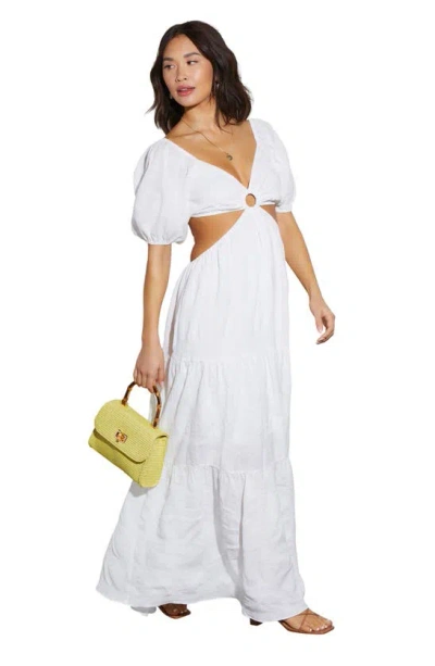 Shop Vici Collection Cartagena Cutout Tiered Maxi Dress In White