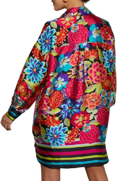 Shop Vici Collection Coveted Floral Long Sleeve Shirtdress In Pink Multi